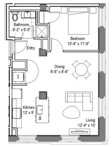 GE Carson Floor Plan at The Georgian Apartments, Missouri